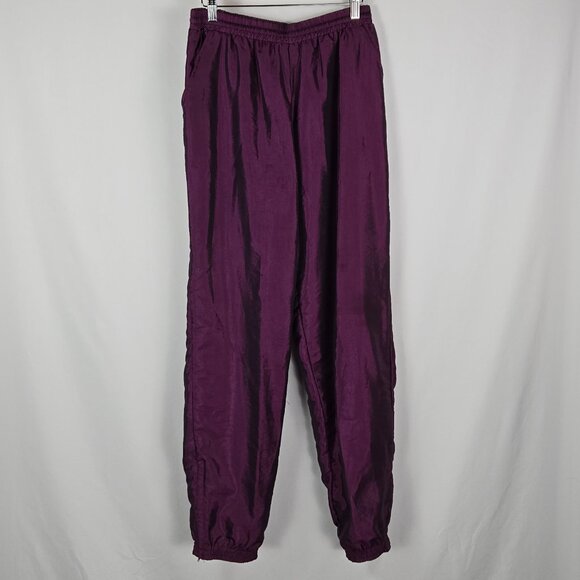 Vintage 80s Beyond Performance Tracksuit Purple Nylon Colorblock Petite L - Picture 8 of 16